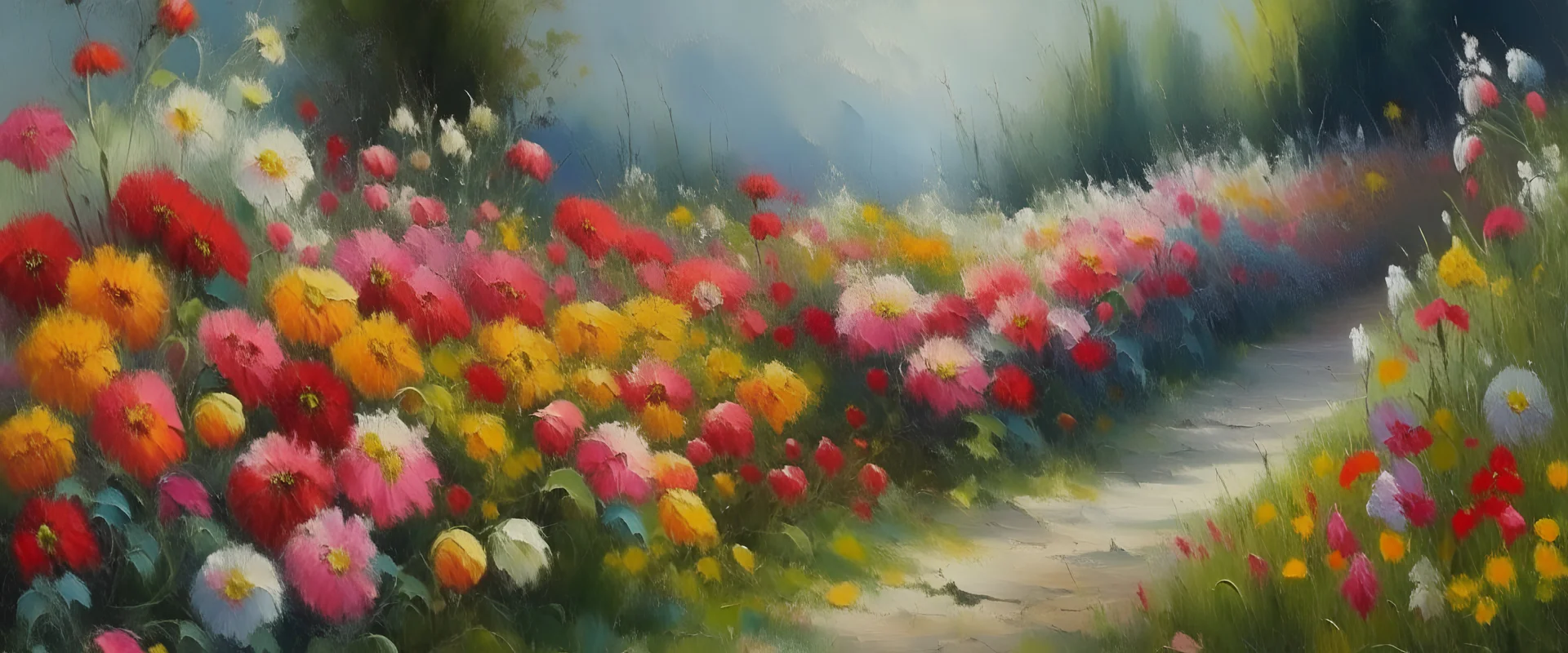 Flowers, oil paintings landscape