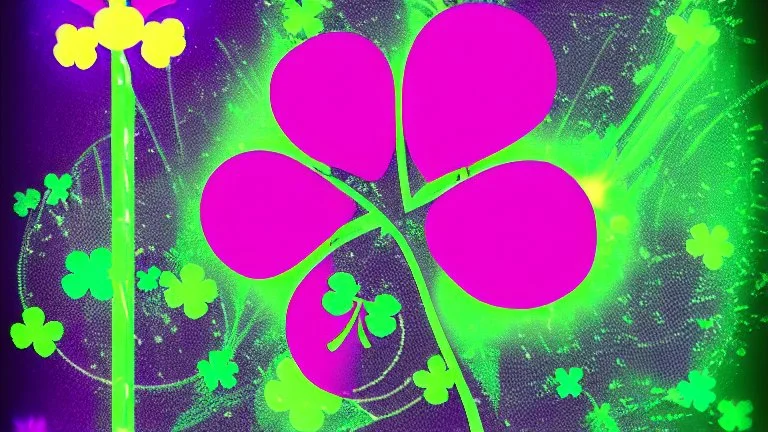 rave poster with Four-leaf clover and laser