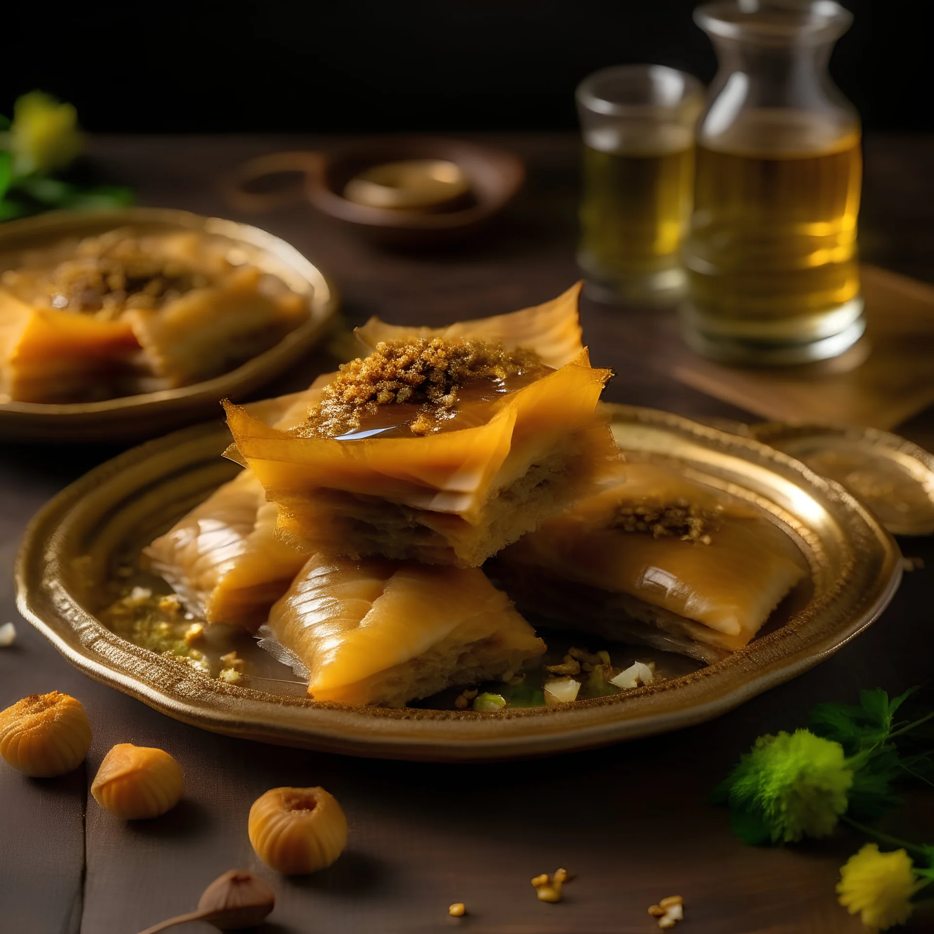 Crystal dish with baklava pieces