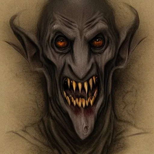 Realistic Nosferatu wendigo bat monster