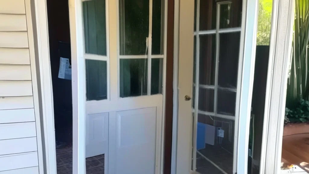 lady upset with door installer because th screen door is too big and won't fit in the framing