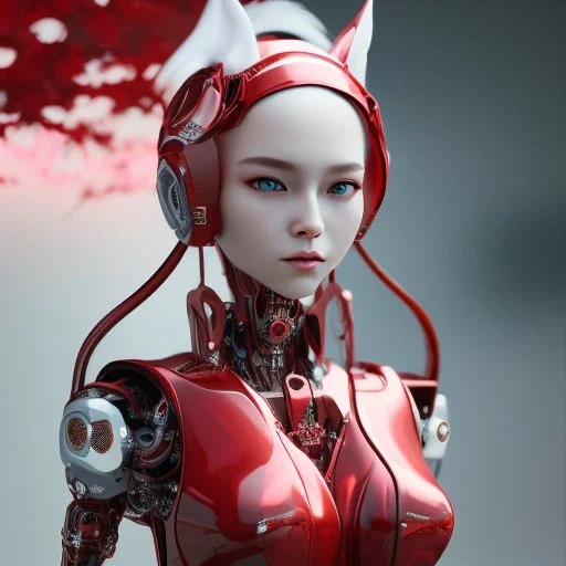 beautiful smooth realistic Japanese robot cat girl figure, red, extremely sharp detail, finely tuned detail, ultra high definition, 8 k, unreal engine 5, ultra sharp focus, accurate wings, in flying mode