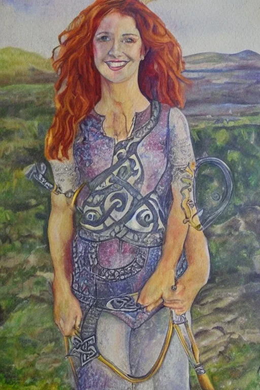 Full body portrait, painting, medium shot lady Celtic art