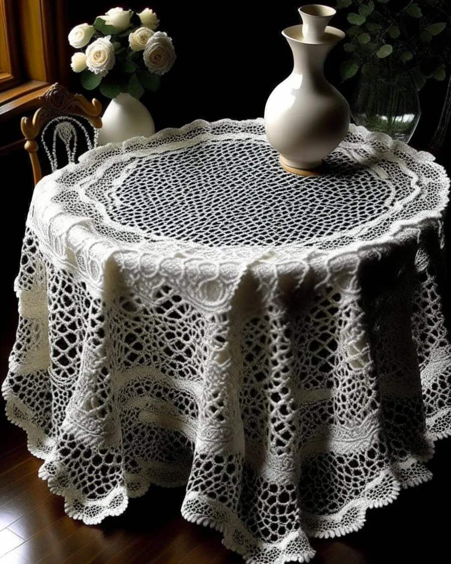 Cubism style, lace tablecloth