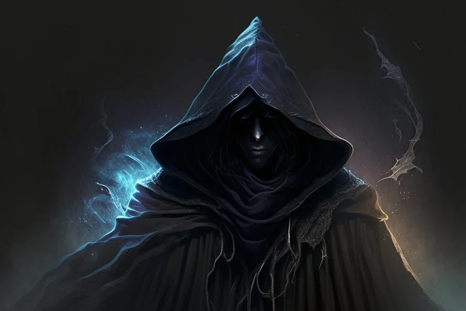 cloaked and dark hooded sorcerer