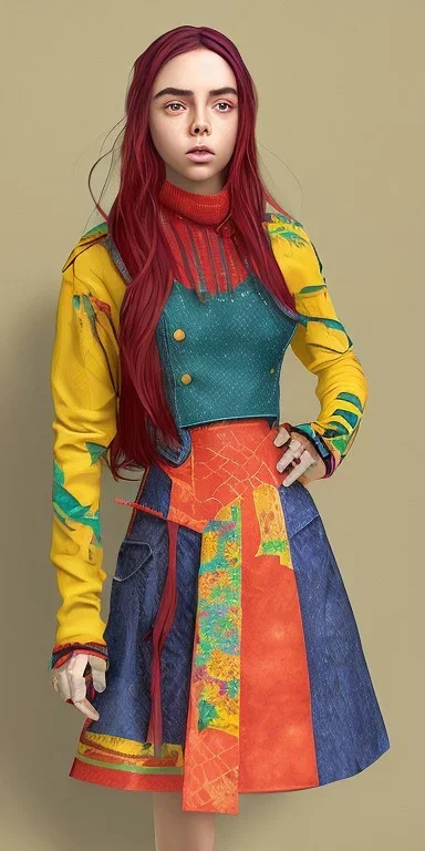 Billie Eilish, skirt, photorealistic, 8k