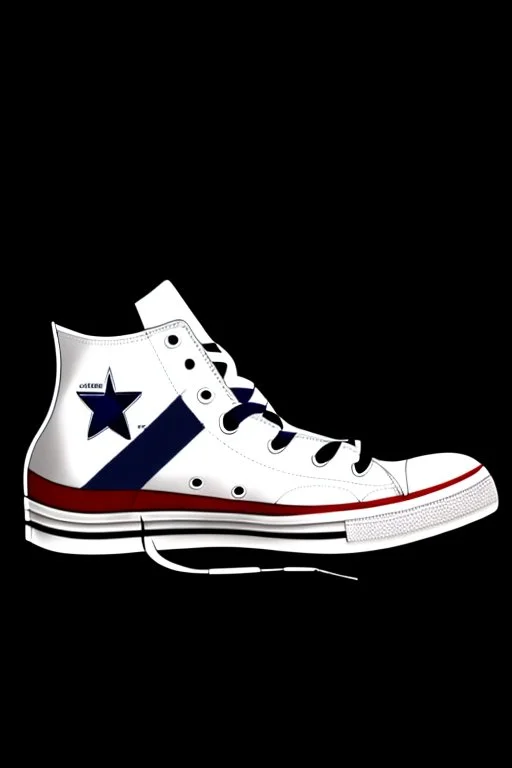 A converse sneaker, covered in Dallas cowboys theme