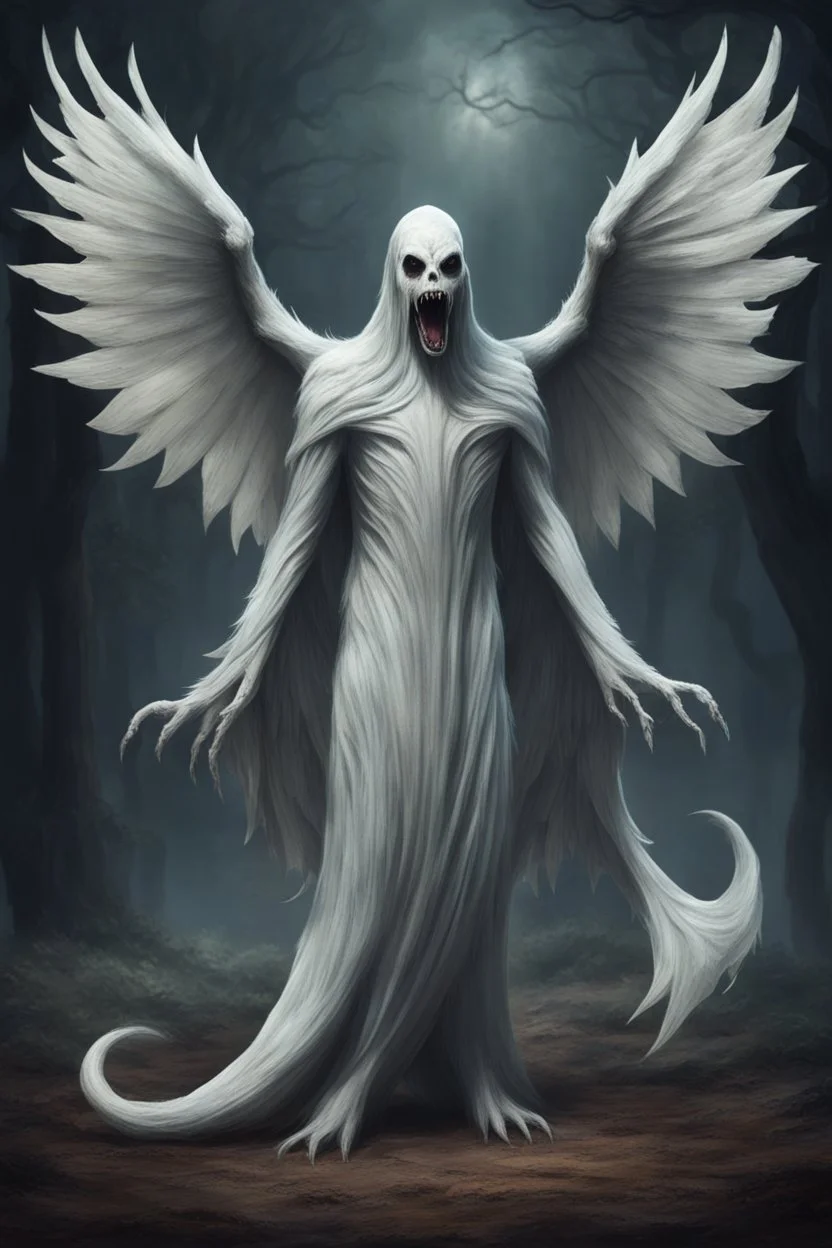 horror ghost beast guardian of knowlage with tail and wings