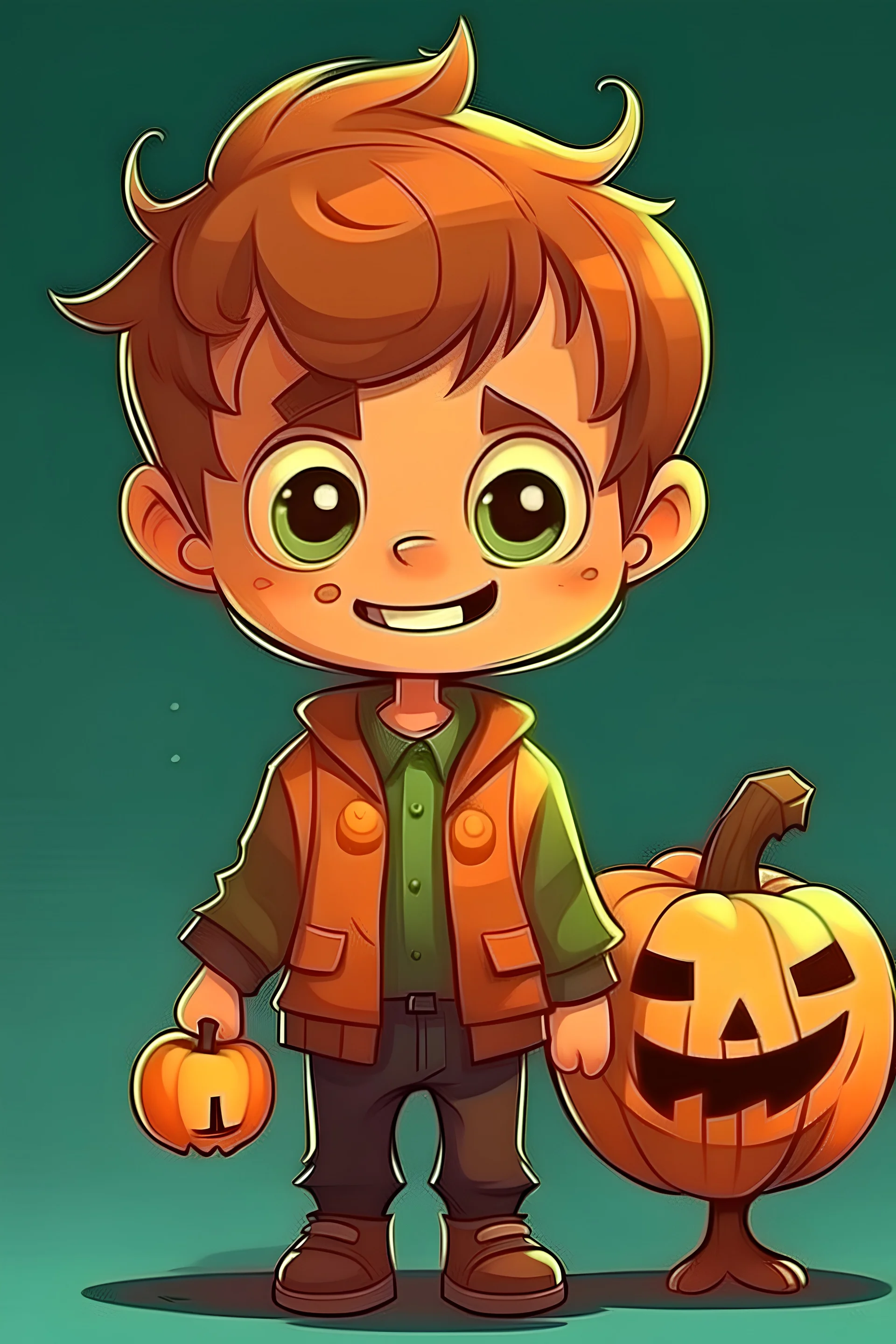 Happy Halloween boy cartoon style, low detail