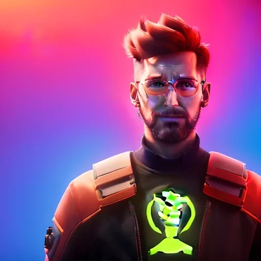 Generate ultra-high-resolution, photorealistic image of an overwatch character with the face of Irish electronic music producer Christian Boshell aka Phraktal, DJing. The nightclub should have amazing dynamic lighting similar to a Drumcode event. The image should have a level of complexity and detail similar to a Marvel movie.