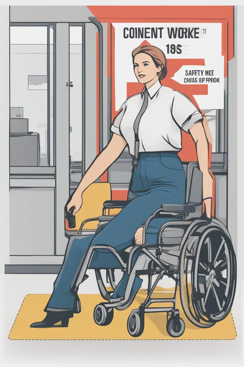 **Content Art:** Safety at Work: A woman confidently walks into a workplace with security measures highlighted. **Appearance:** Design a series of posters specifically targeted towards women and disabled individuals. Emphasize community and collective responsibility, promote a culture of respect and safety. By utilizing these concepts and maintaining a consistent message, create a captivating and informative public awareness campaign that resonates with a wide audience.