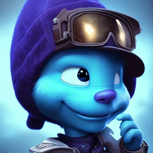 Mystery smurf,Ambiance dramatique, hyperrealisme, 8k, high quality, lot of details, fit within portrait