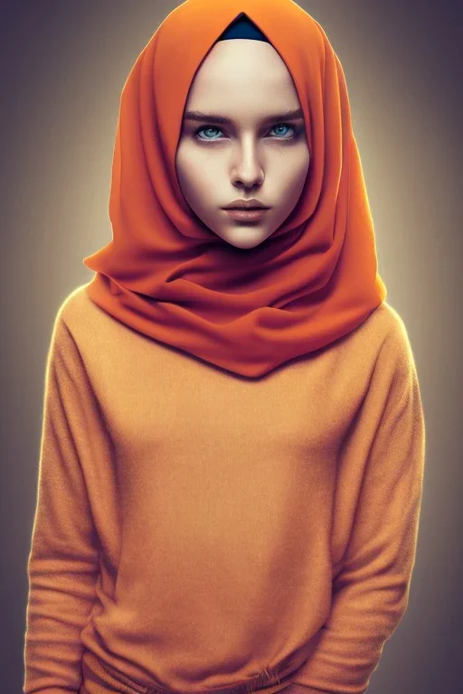 mø, high light ,orange tones, hijab, covered head