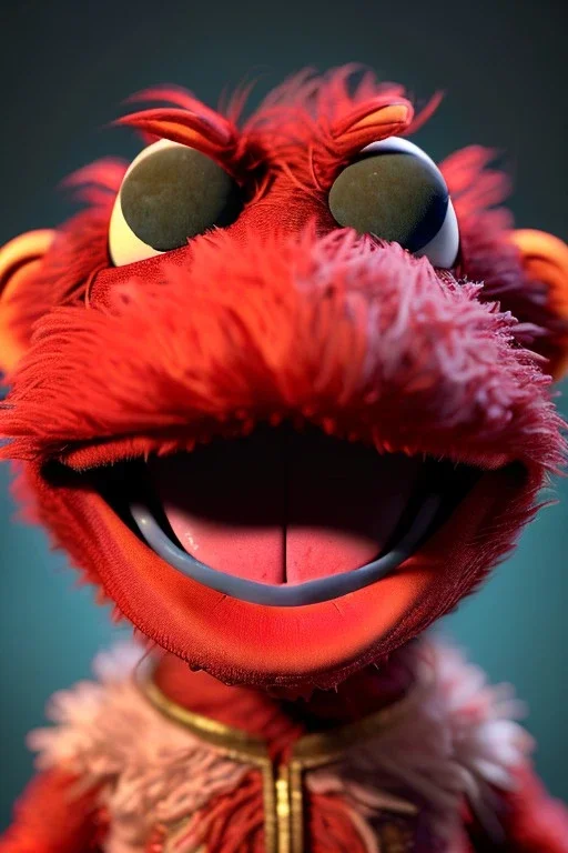 Waist up muppet Portrait, Nicolás maduro muppet doll, mustache, photo studio, red background, unreal engine 5, concept art, art station, ray tracing, lumen lighting, ultra detail, volumetric lighting, 3d.