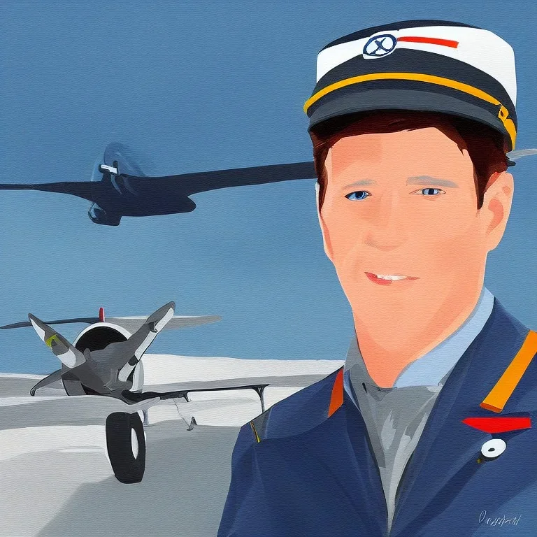 digital painting portrait of an airplane pilot