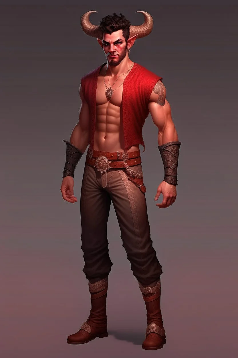 Full Body, Male Tiefling Body, boxer, street outfit