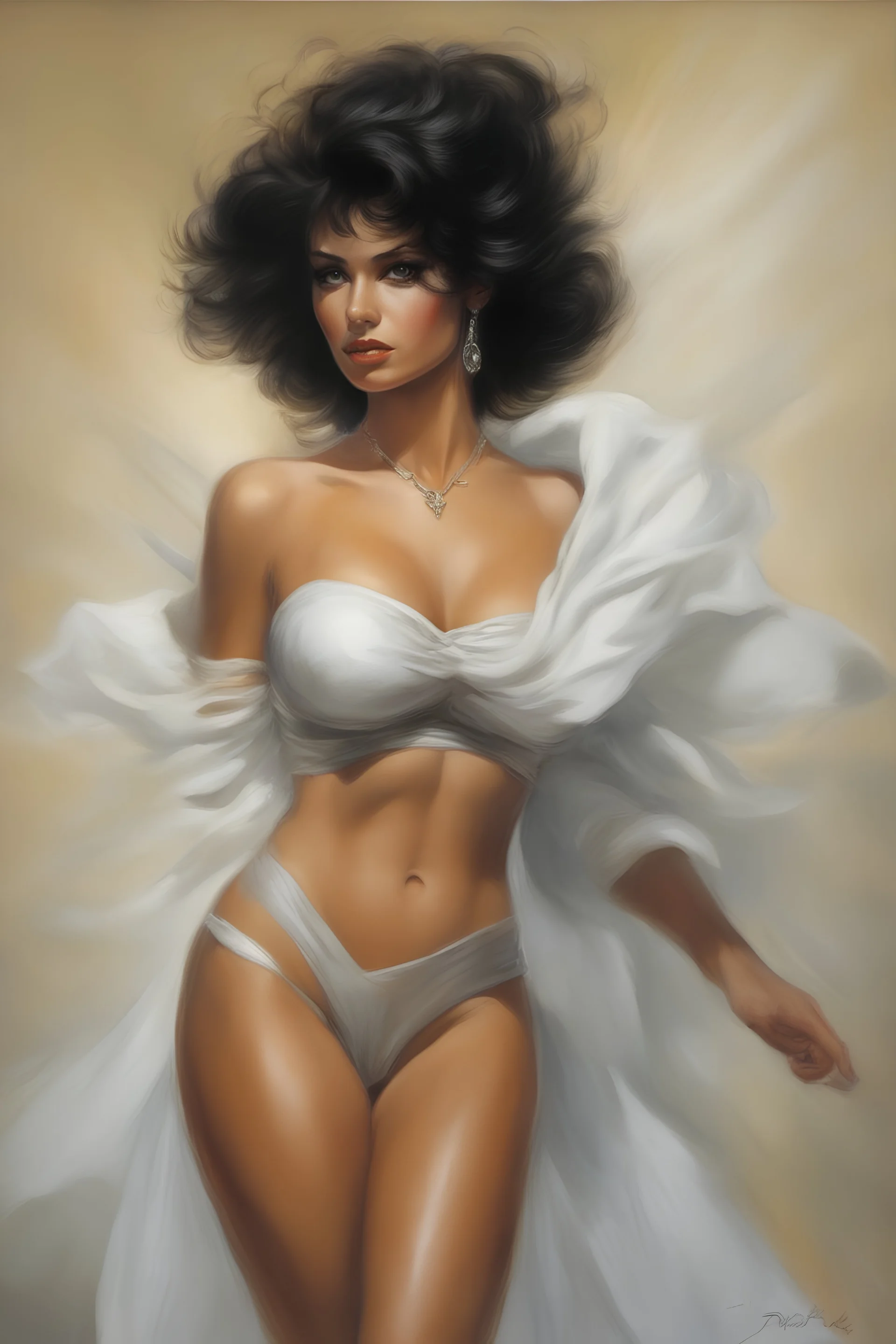 an extremely graphic depiction of Jennifer, oil painting by Boris Vallejo