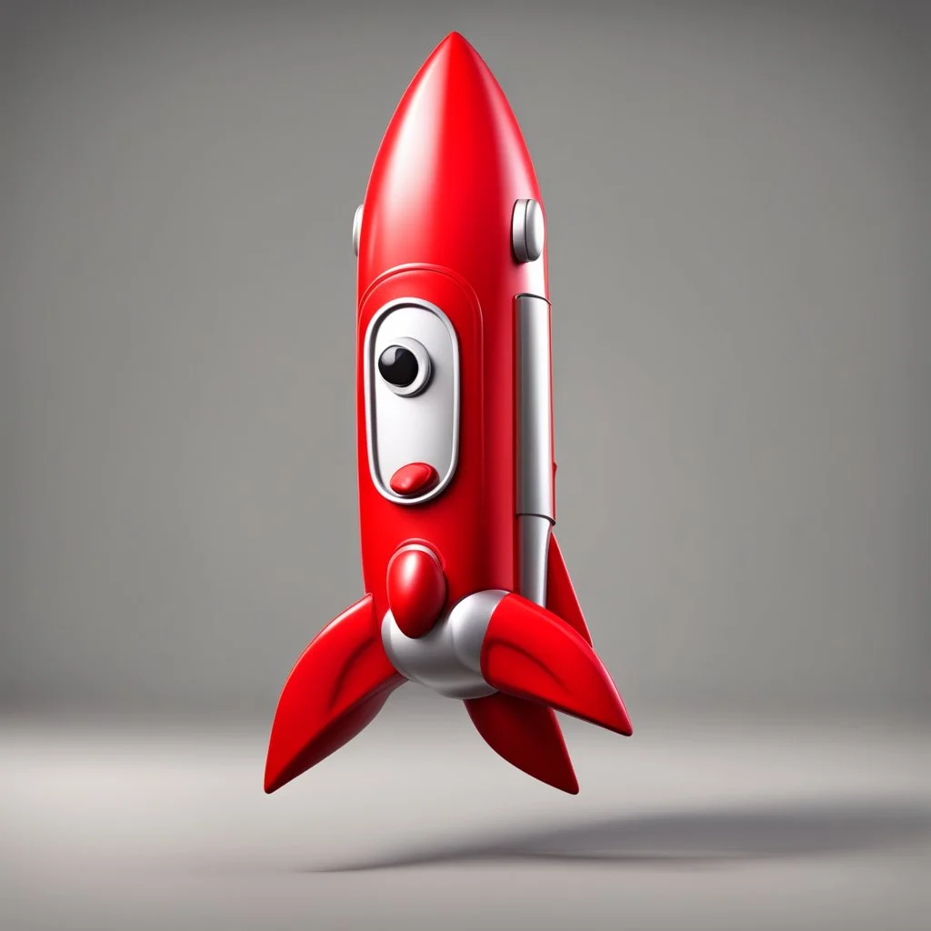 red rocket cartoon stylized 3d