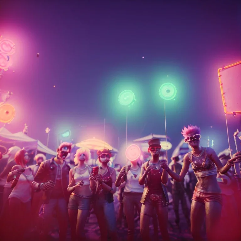 Ultra Realistic photo, medium shot view, drunken women, carnival scene, sexy steampunk. Pink hair, confeti, Sunglasses, smoking, happy, festival, red fog. highly detailed, concept art, unreal engine 5, ray tracing, RTX, lumen lighting, ultra detail, volumetric lighting, 3d, finely drawn, high definition, high resolution.