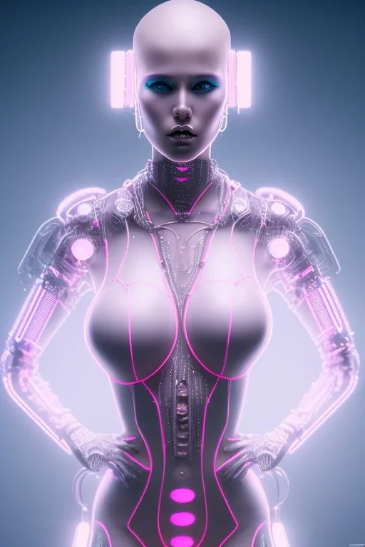 cyberpunk, pink latex body, women, body portrai, big boobs, highlight eyes perfect, skin, tron, cyborg, perfekt sexy, real, dream, hr giger