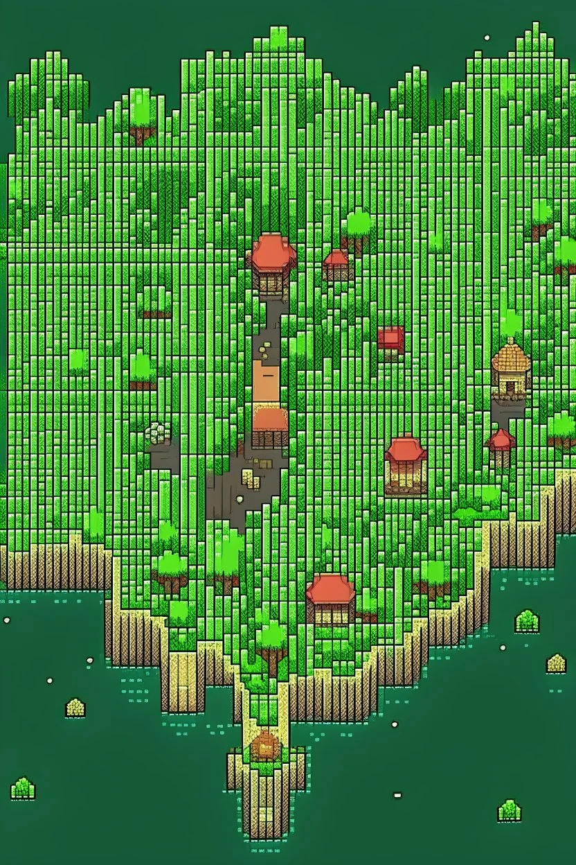 Create a retro pixel art style top down Map of an island