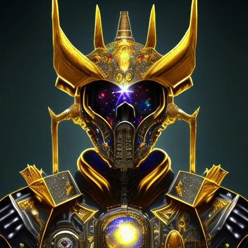 hunter Galaxy treasure moon portrait robotic bloody evil theeth body details 16k warrior gold body dark horn metal silver hybrid Gold Reckt Powerful spike dark