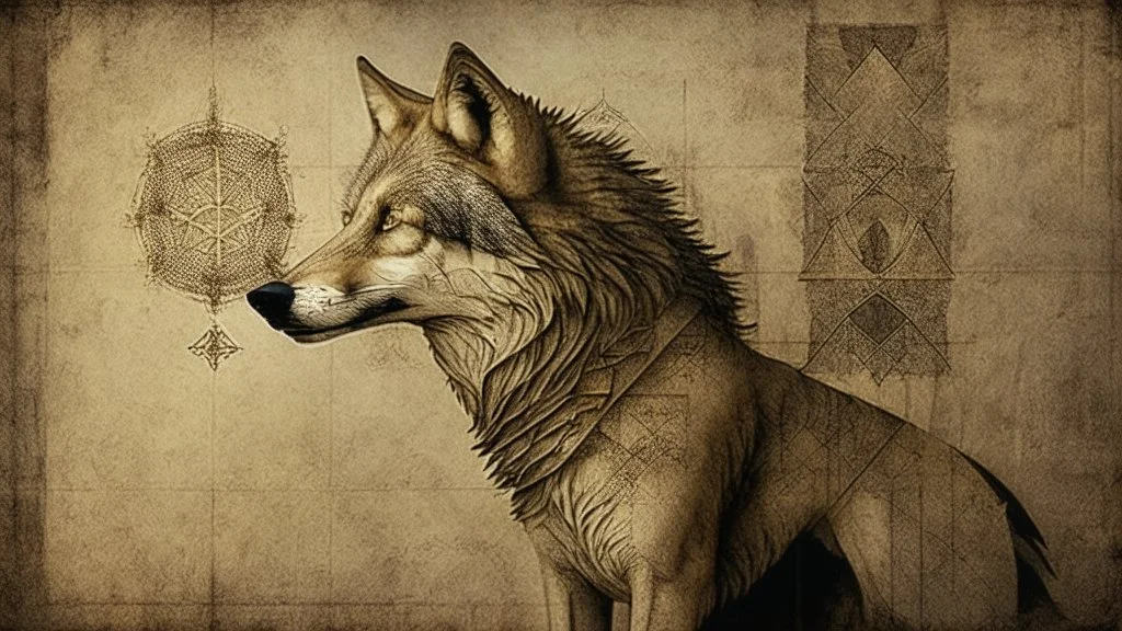 a wolf in da vinci style