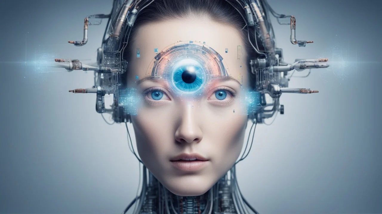 artificial intelligence opens its eyes with whole body and see the future