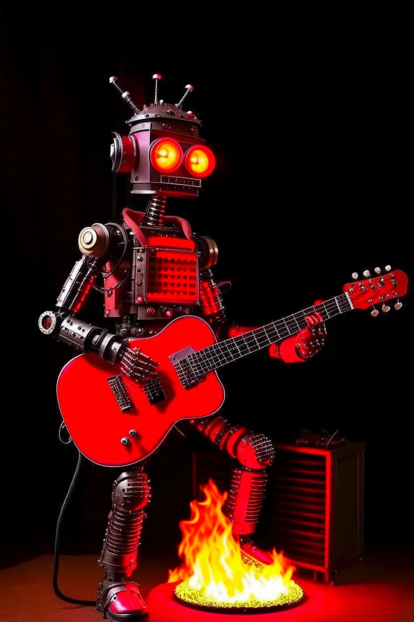 Firestarter robot hardrock with a guitar