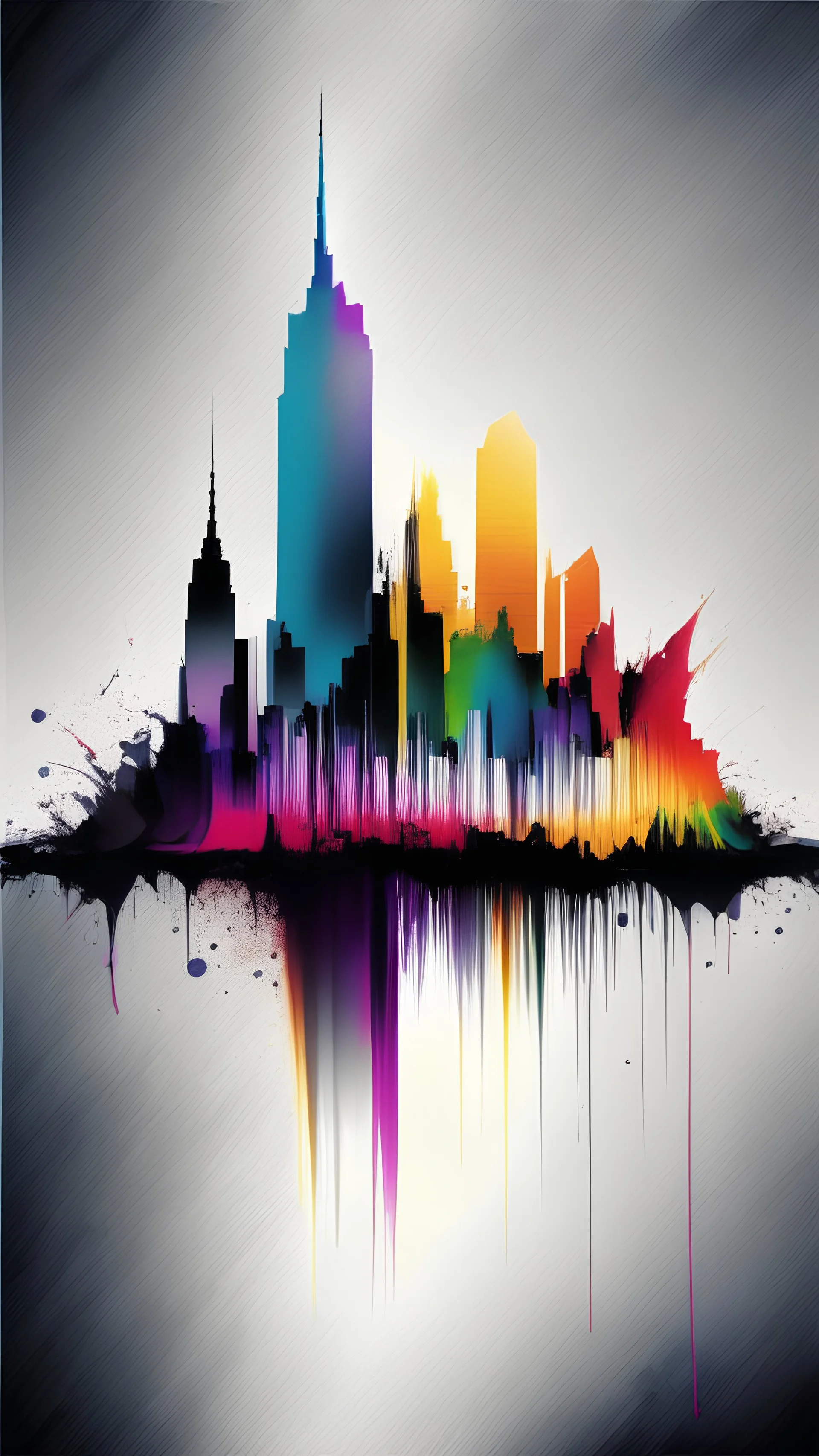 Skyline rainbow brushstroke abstract