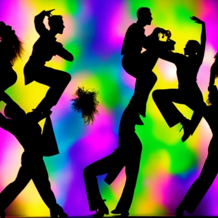 Jazz dancers, Silhouettes, gestures, vivid colors