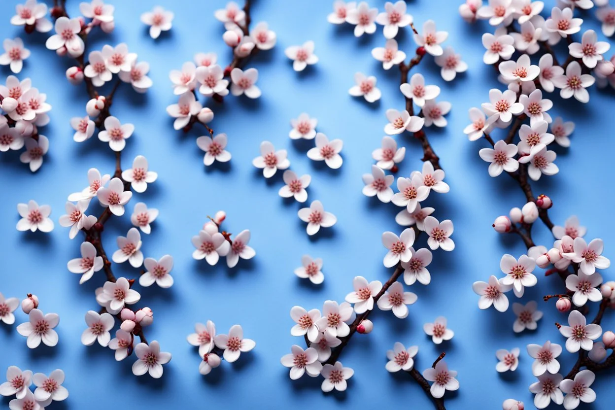 fantastic light pin blue background with three rows of four evenly spaced cherry blossoms