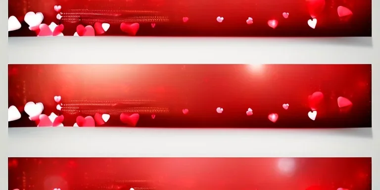 Valentines day background banner - abstract panorama background with red hearts - concept love