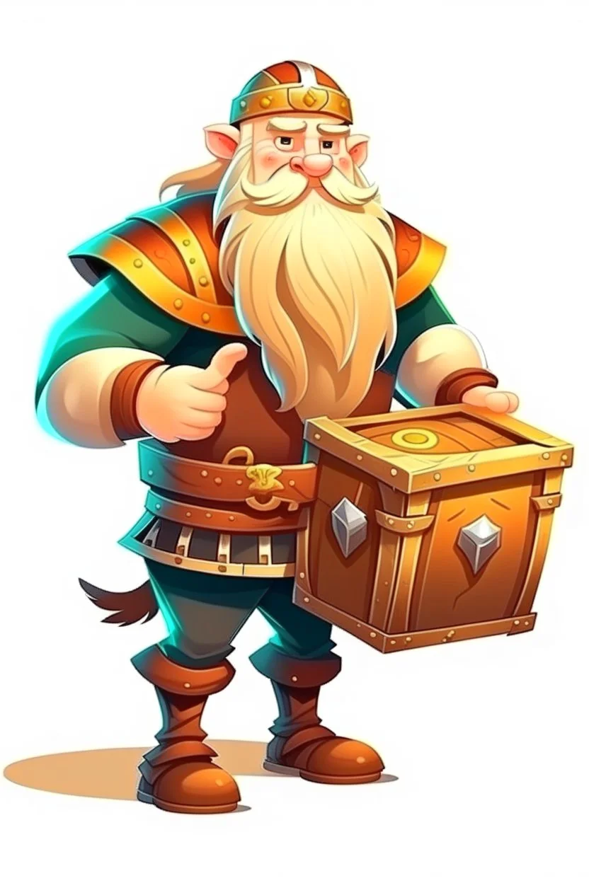 viking character holding a treasure chest realistic videogame stile