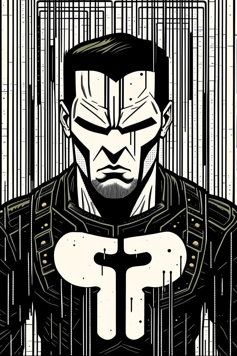 punisher sku;; in the style of Hiroshi Nagai