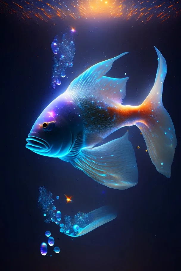 3D light fish in space