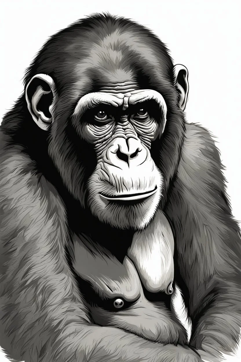 Hand drawing of a boring ape