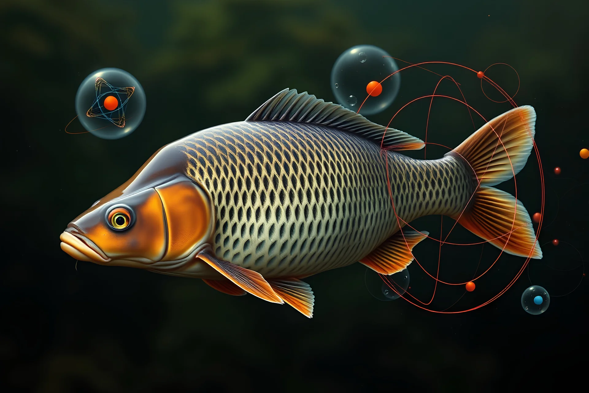 Combination of a carp and quantum mechanics