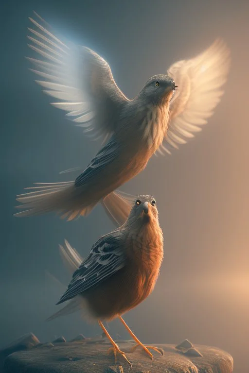 jesus as a bird, volumetric fog, 4k, trending art, depth of field, radiosity