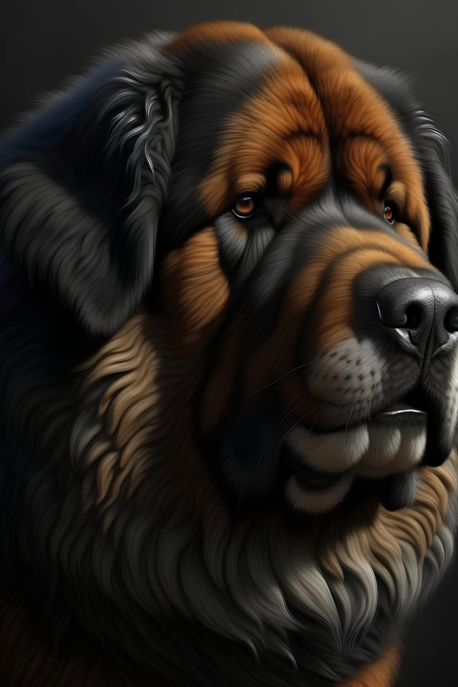 tibetan mastiff , hyper realistic style, 3d