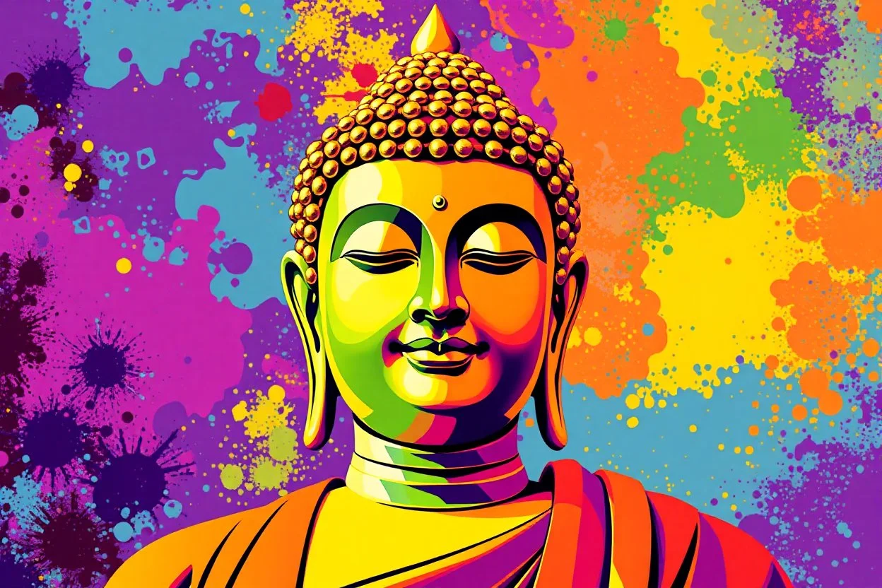 pop art pixels 1000 images budha in the style of picasso