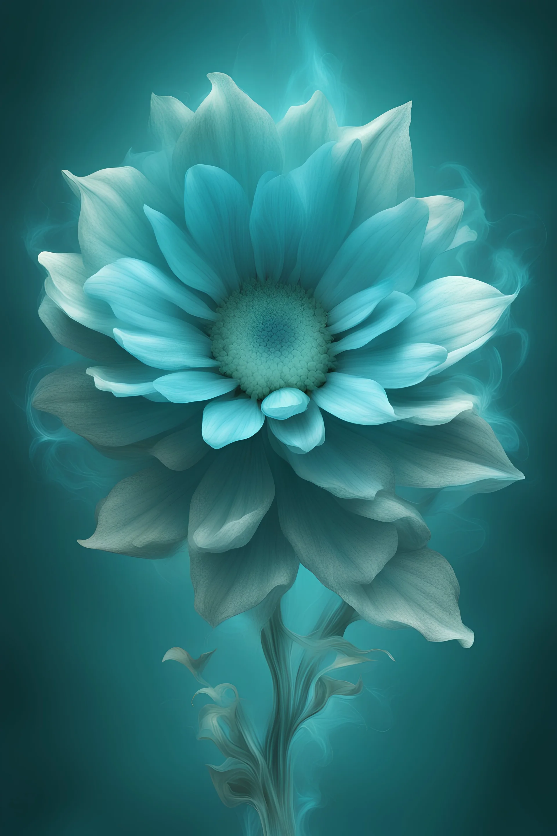 surreal cyan bright holy flower