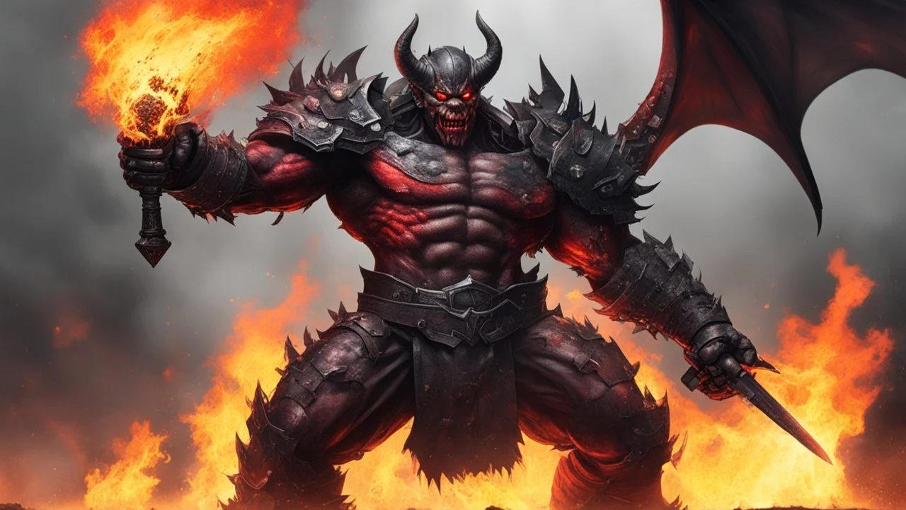 comic style fire & steel demon