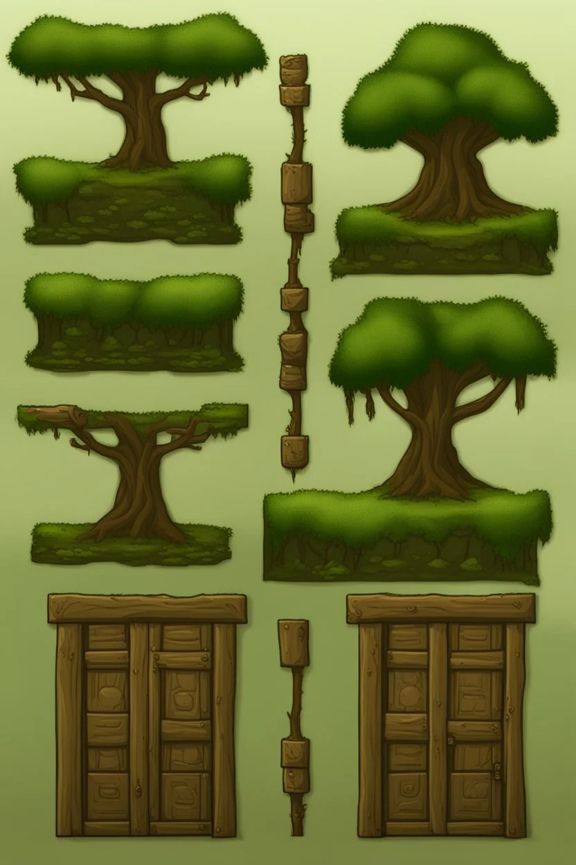 a tree portal door tileset for side scroller