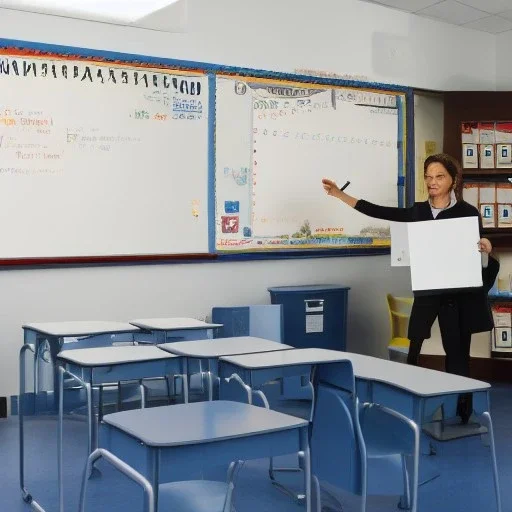 Classroom, teacher and white board.