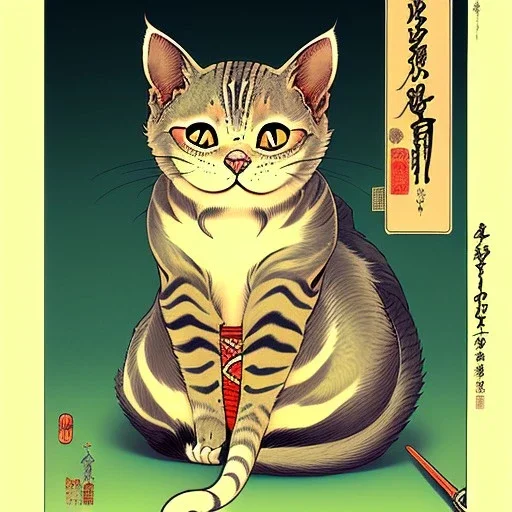 Ukiyo-e Style ,cute cat