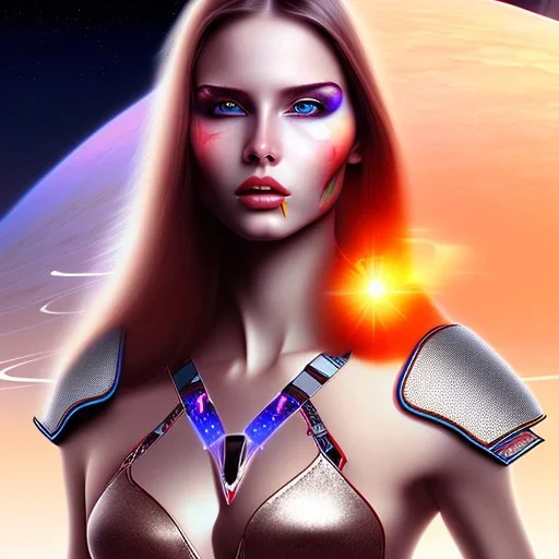 long hair lady warrior bra with laser blade on Saturn