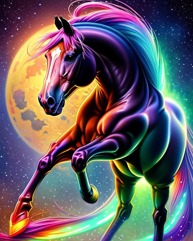 Full body caballo alienígena arte ilustración impresionista calidad ultra hiperdetallado intrincado maximalista 12k