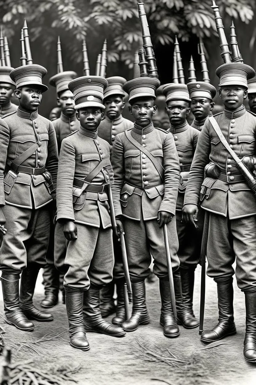 army of distopian victorian soldiers african