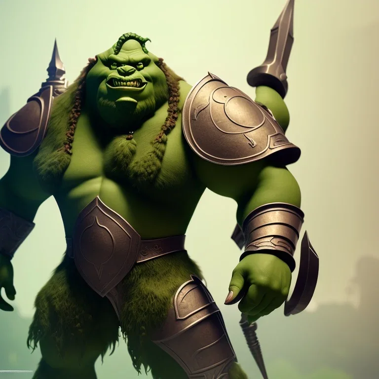 isometric clean art of a orge,warrior suit, soft lighting, high definition, unreal 5, full body